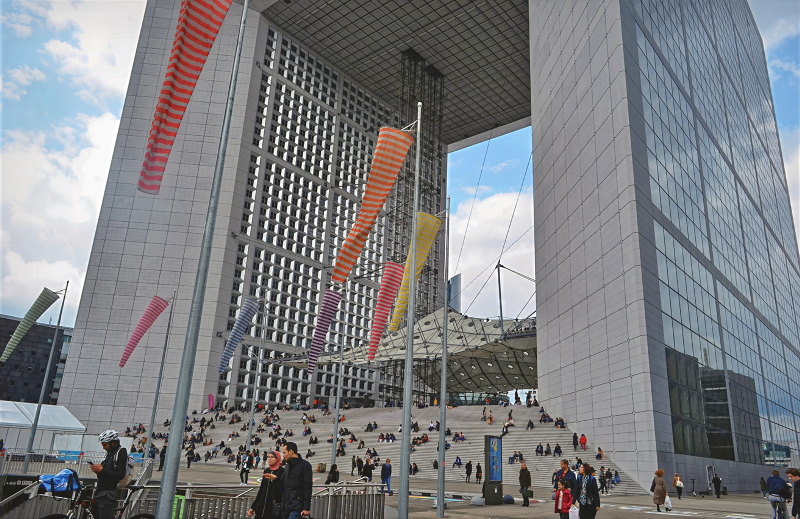 21 - The Grande Arche de la Défense, a monumental building and landmark located in the La Défense business district just west of Paris